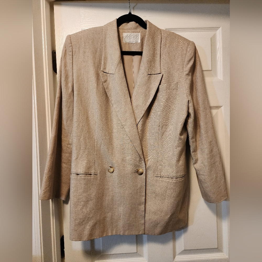 Lord & Taylor Taupe Linen Blazer Size XL